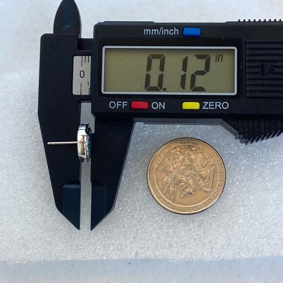 Sterling Silver 925 Michelle Albala Mosaic Blue Opal Inlay Oval Stud Earrings - Picture 16 of 16